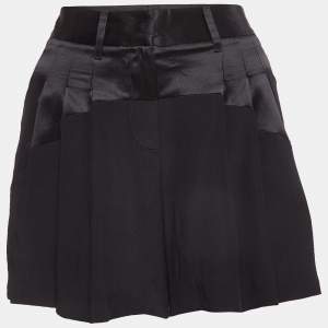 Roberto Cavalli Black Silk Pleated Shorts M