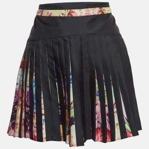 Roberto Cavalli Multicolor Floral Printed Silk Pleated Mini Skirt S