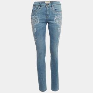 Roberto Cavalli Blue Embellished Denim Jeans M Waist 24"