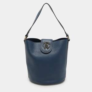 Roberto Cavalli Blue Leather Bucket Bag