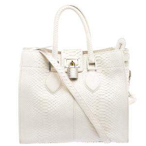 Roberto Cavalli Off White Python Florence Tote