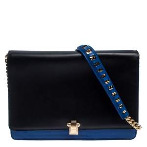 Pre Owned Roberto Cavalli Black/Blue Leather Hera Ayers Shoulder Bag