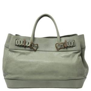 Roberto Cavalli Green Leather Tote