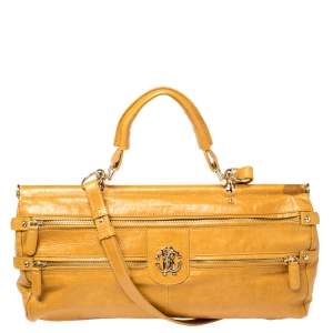 Roberto Cavalli Mustard Yellow Leather Mini Diva Top Handle Bag