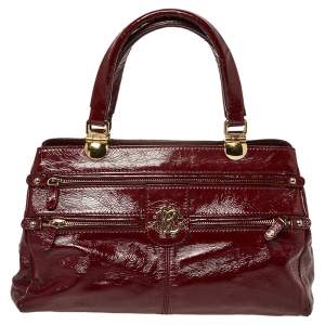 Roberto Cavalli Burgundy Patent Leather Shoulder Bag