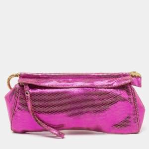 Roberto Cavalli Metallic Pink Frame Clutch