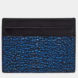 Roberto Cavalli Black/Blue Python Embossed Leather Card Holder