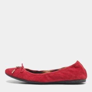 Roberto Cavalli Red Suede Scrunch Ballet Flats Size 39