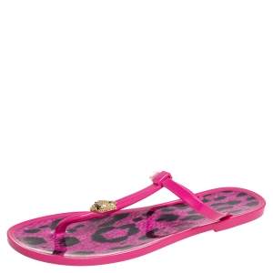 Pre Owned Roberto Cavalli Pink Jelly Thong Flats Size 40