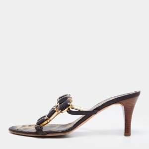 Roberto Cavalli Brown Leather Embellished Sandals Size 39
