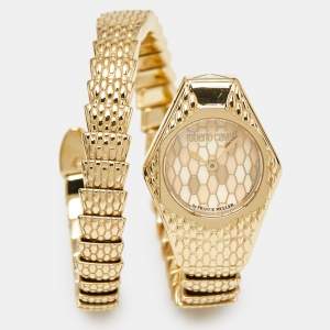 Roberto Cavalli By Franck Muller Shades Of Yellow Dial Gold PVD Coated Stainless Steel 1L043 Women's Wristwatch 23 mm