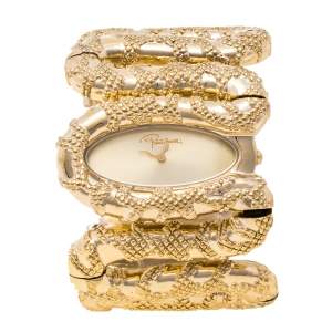 Roberto Cavalli Yellow Gold Plated Stainless Steel Cleopatra R7253195517 Women's Wristwatch 42 mm