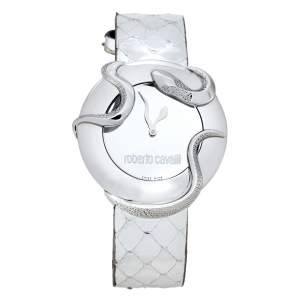 Pre Owned Roberto Cavalli Silver Stainless Steel Snake 7251165615 Women's Wristwatch 38 mm