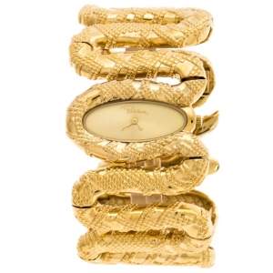 Roberto Cavalli Yellow Gold Plated Stainless Steel Cleopatra R7253195517 Women's Wristwatch 40 mm