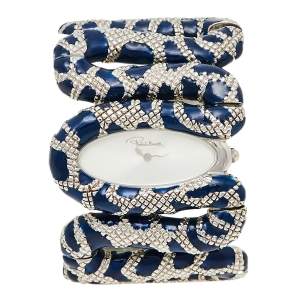 Pre Owned Roberto Cavalli Silver Stainless Steel Cleopatra R7253195635 Women's Wristwatch 40 mm