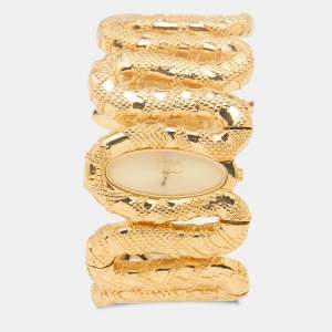Pre Owned Roberto Cavalli Champagne Gold Tone Stainless Steel R7253195517 Cleopatra Women's Wristwatch 40MM