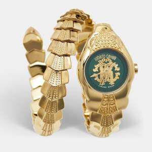 Roberto Cavalli by Franck Muller Green Gold Plated Stainless Steel Aion Time RV1L116M0021 Women's Wristwatch 23 mm