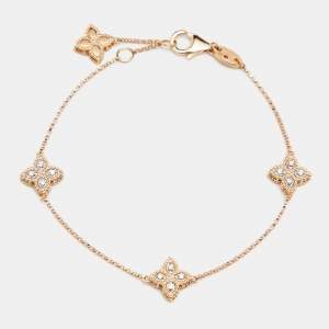Roberto Coin Princess Flower Diamonds 18k Rose Gold Reversible Bracelet