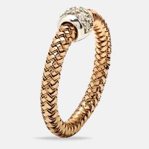 Roberto Coin Diamond 18k Two Tone Gold Flexible Ring Size 53