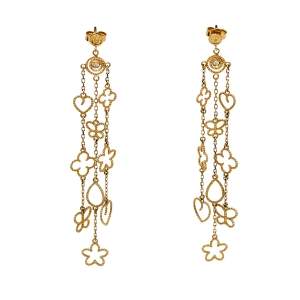 Roberto Coin Diamond 18K Yellow Gold Long Earrings