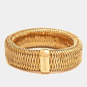 Roberto Coin Primavera Interwoven 18k Yellow Gold Wide Stretchable Bangle Bracelet