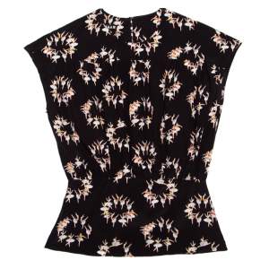 Rochas Black Ballerina Printed Silk Blouson Top M