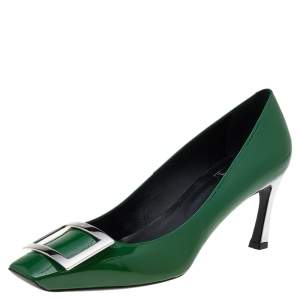 Roger Vivier Limited Edition Green Patent Leather Trompette Pumps Size 39.5