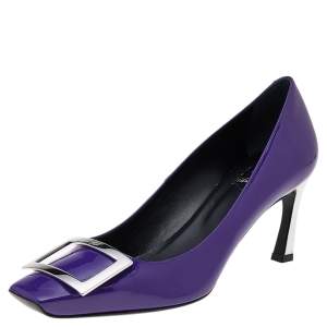 Roger Vivier Limited Edition Purple Patent Leather Trompette Pumps Size 39.5