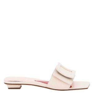 Roger Vivier White Leather Covered Buckle Mules Size IT 40