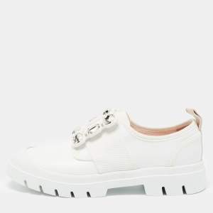 Roger Vivier White Leather Vivier Desert Slip On Sneakers Size 36