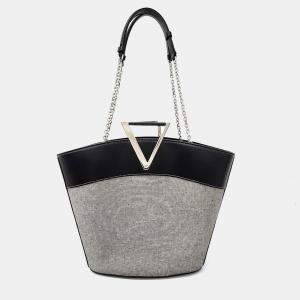 Roger Vivier Black Grey Canvas and Leather shoulder bag