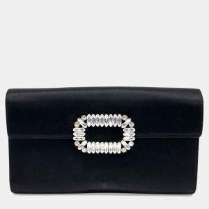 Roger Vivier Black Satin satin clutch and shoulder bag
