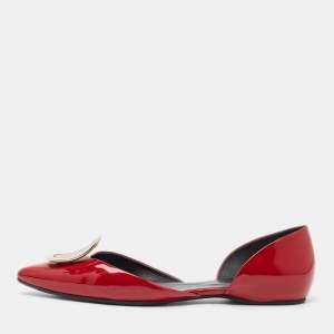 Roger Vivier Red Patent Leather Chips Ballet Flats Size 40