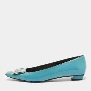 Roger Vivier Blue Patent Trompette Ballet Flats Size 40.5