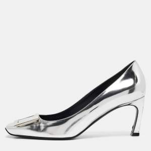 Roger Vivier Silver Leather Trompette Pumps Size 38