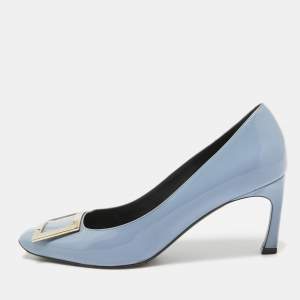 Roger Vivier Blue Patent Leather Trompette Pumps Size 38