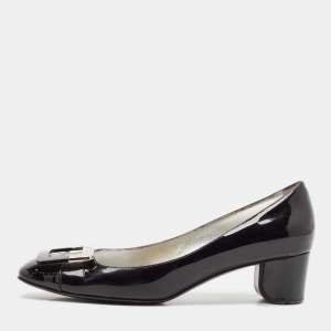 Roger Vivier Black Patent Leather U-Look Pumps Size 37.5