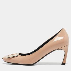 Roger Vivier Beige Patent Leather Trompette Pumps Size 36