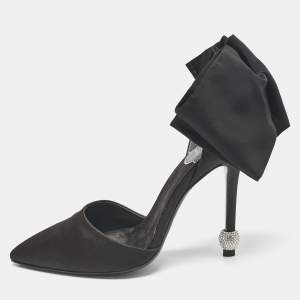 Roger Vivier Black Satin Crystal Embellished D'orsay Pumps Size 36