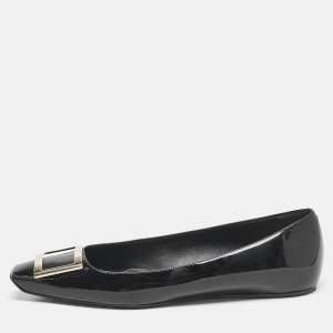 Roger Vivier Black Patent Leather Belle Ballet Flats Size 41