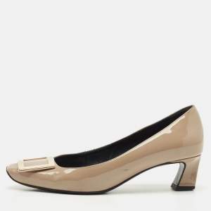 Roger Vivier Dark Beige Patent Leather Trompette Pumps Size 37