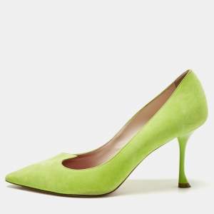 Roger Vivier Green Suede Pointed Toe Pumps Size 41