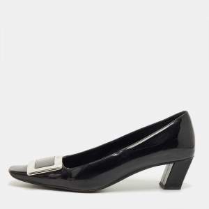Pre Owned Roger Vivier Black Patent Leather Belle Vivier Pumps Size 37