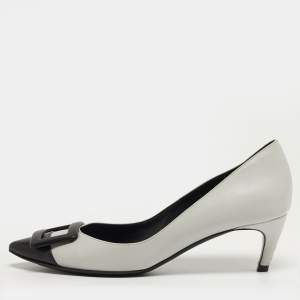 مملوكة مسبقًا Roger Vivier Belle Vivier Trompette Size 35 Grey/Black Leather Pumps