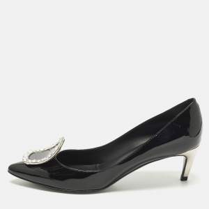مملوكة مسبقًا Roger Vivier Sexy Choc Size 35 Black Patent Leather Pumps