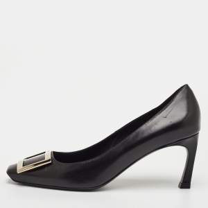 مملوكة مسبقًا Roger Vivier Belle Vivier Trompette Size 37.5 Black Leather Pumps