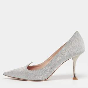 مملوكة مسبقًا حذاء كعب عالي روجر فيفييه مزخرف ترومبت جلد رصاصي لامع مقاس 38