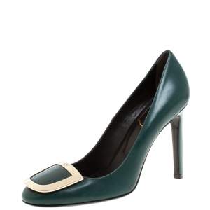 Roger Vivier Green Leather Trompette Pumps Size 37.5