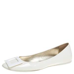 Roger Vivier White Patent Leather Gommette Ballet Flats Size 37