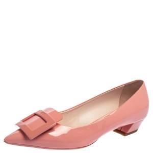 Roger Vivier Pink Patent Leather Pointed Toe Ballet Flats Size 38